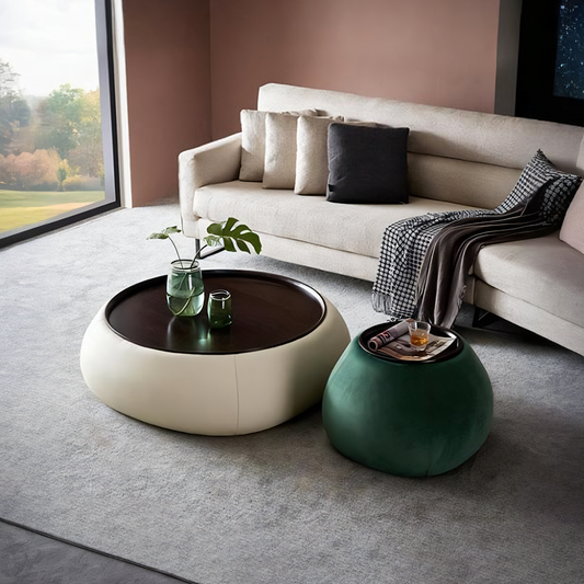 Linden Coffee Table Set, Cream & Green