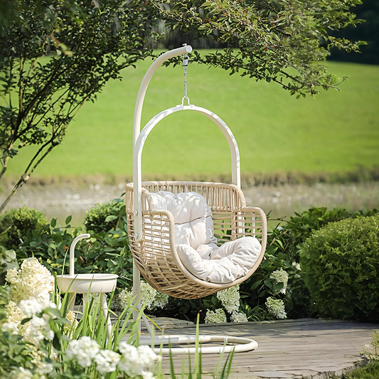 Caprice Rattan Garden Hanging Egg Chair with Stand