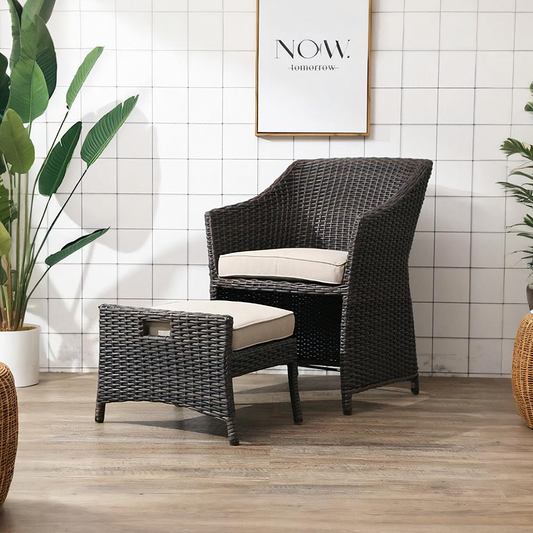 Harrison Rattan Garden Armchair And Ottoman