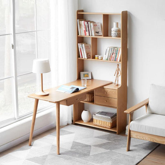 Skog Office Desk With Side Bookcase
