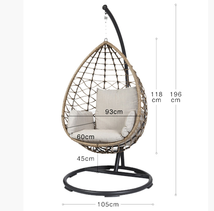 Sonnet Rattan Garden Hanging Egg Chair with Stand