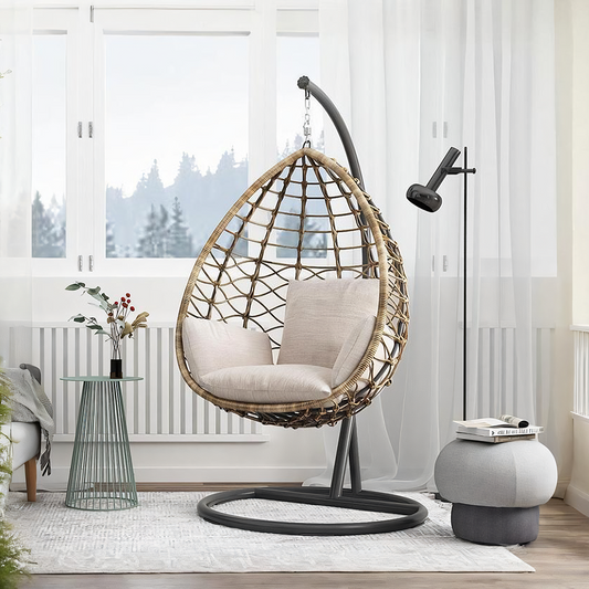 Sonnet Rattan Garden Hanging Egg Chair with Stand